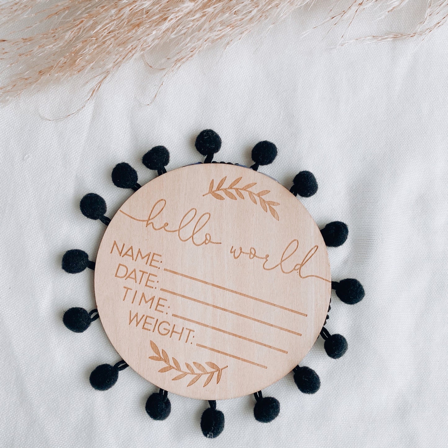 HELLO WORLD NEWBORN ANNOUNCEMENT PLAQUE | POM POM