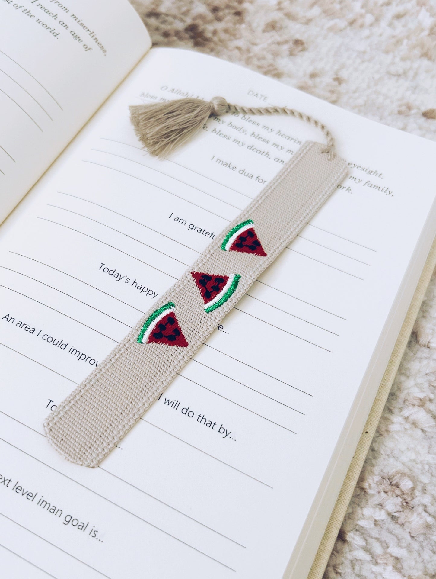 WATERMELON COTTON EMBROIDERY BOOKMARK