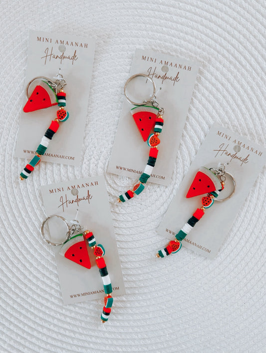 Watermelon key chain | handmade clay bead Palestine key ring