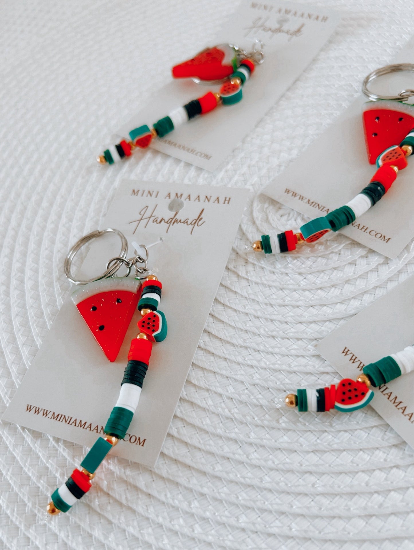 Watermelon key chain | handmade clay bead Palestine key ring