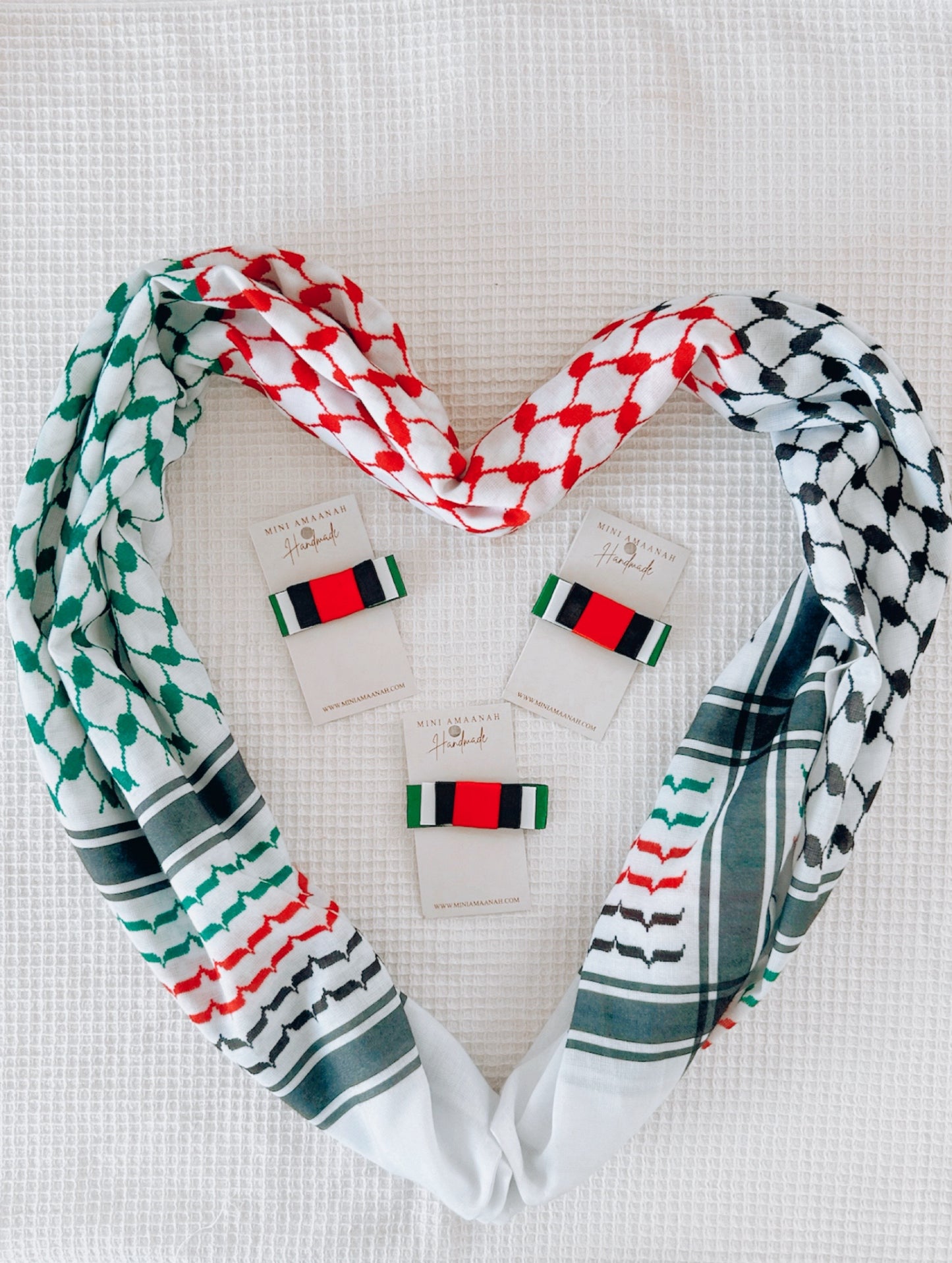 Palestine Brooch | solidarity ribbon pin | handmade Palestine badge | clips