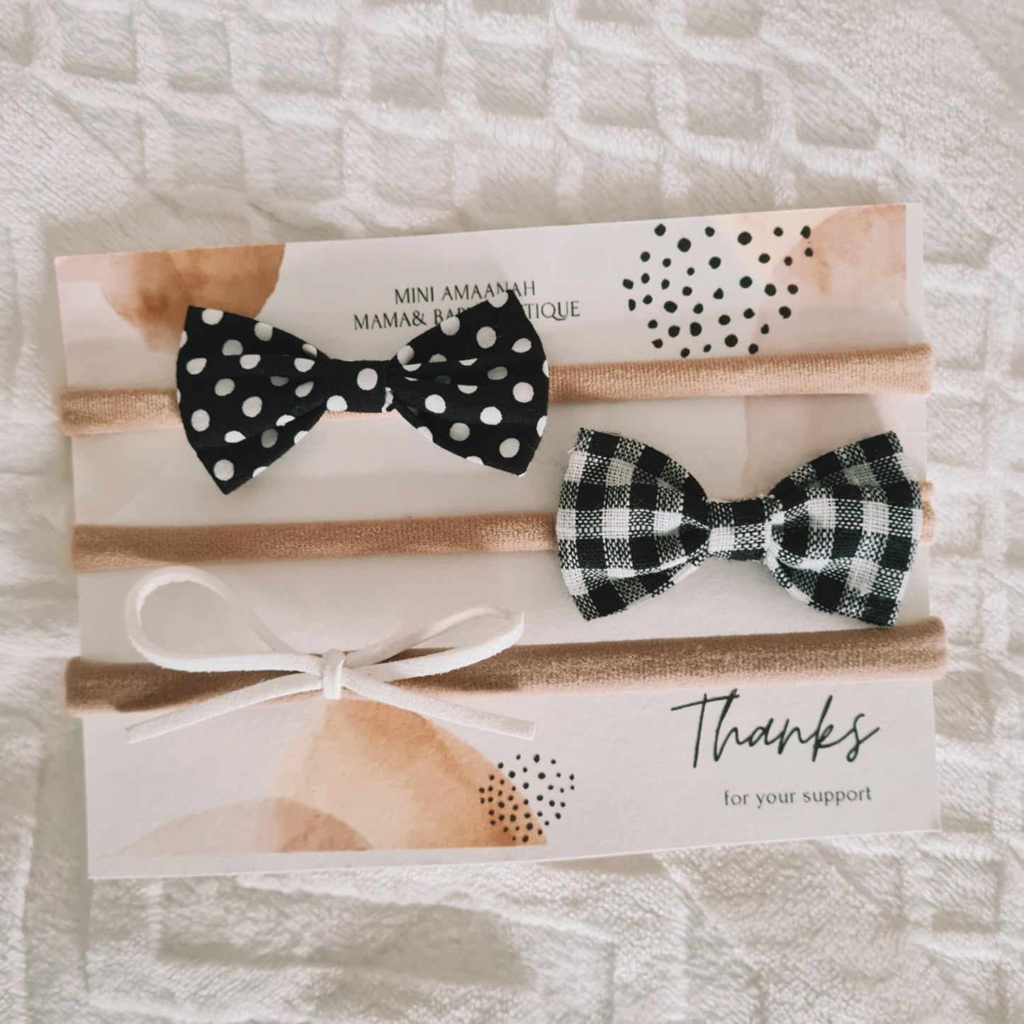 BLACK & WHITE BABY BOW SET | HEADBAND