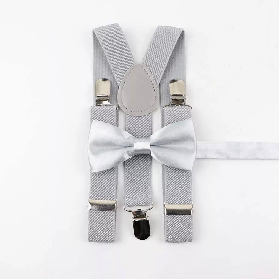 BOYS BRACES & BOW TIE SET | SILVER GREY