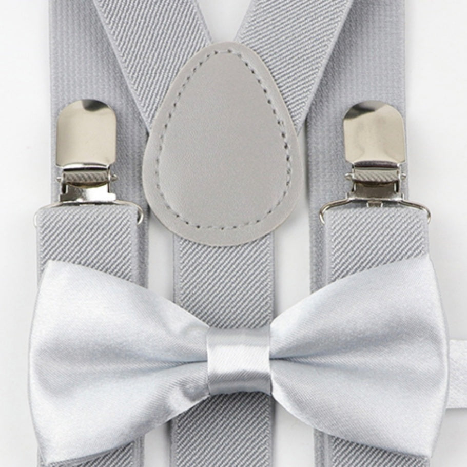 BOYS BRACES & BOW TIE SET | SILVER GREY