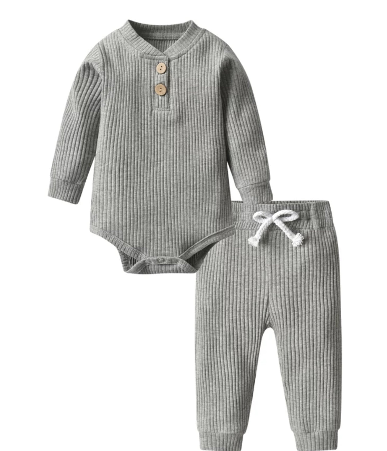 Grey - Ribbed Co-ord Set