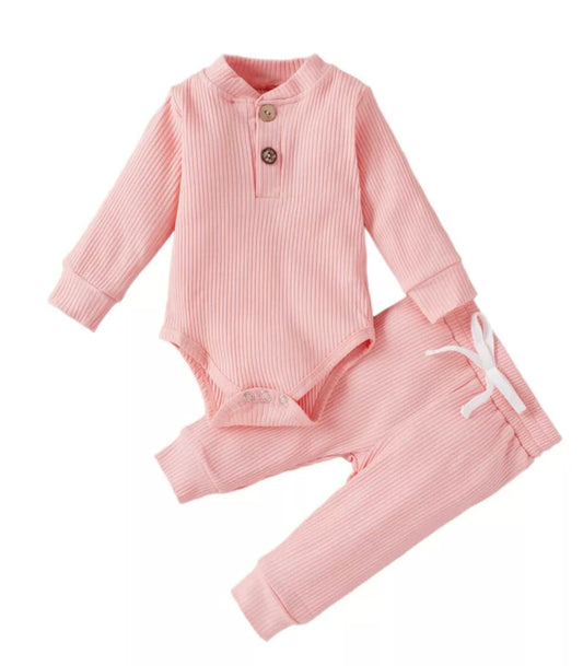 Pink - Ribbed Co-Ord Set