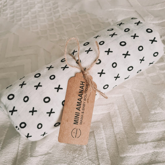 XOXO | Large Muslin Swaddle | Cotton Baby Blanket