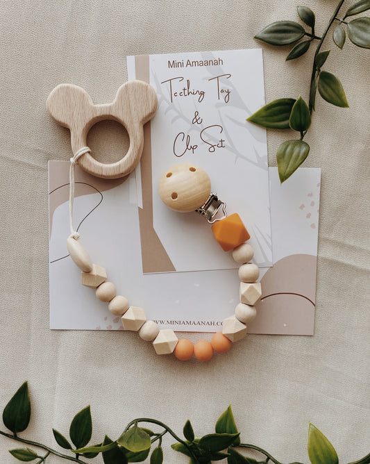 Mouse Teething Ring & Clip Set