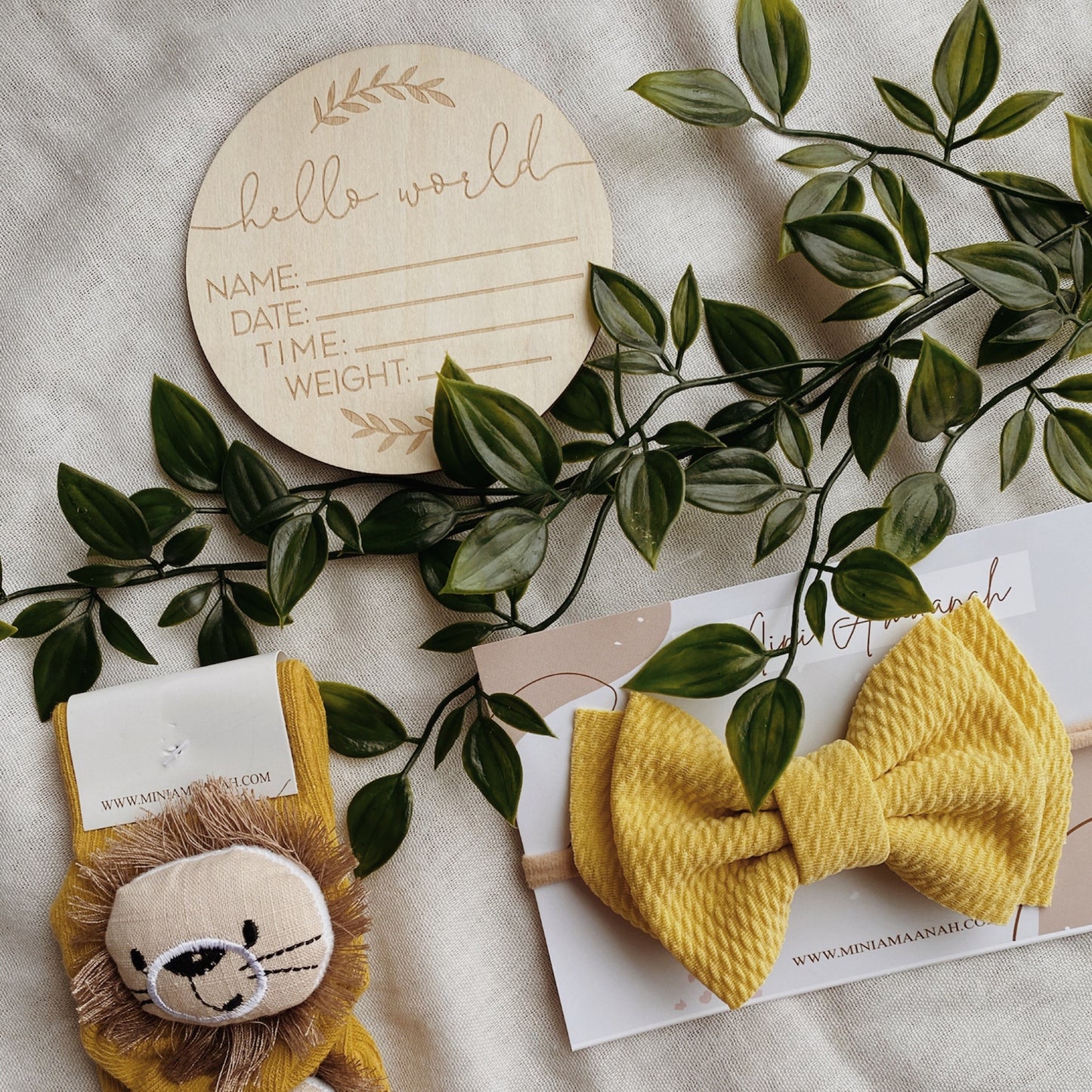 Newborn Yellow Gift Set Baby Announcement Photo Props